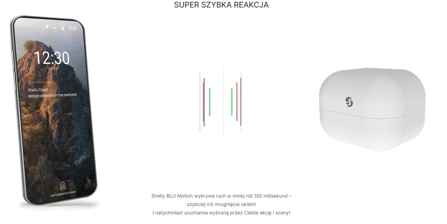 Shelly BLU Motion czujnik PIR Shelly BLU Motion - bezprzewodowy czujnik ruchu Bluetooth z pomiarem jasności i trzema poziomami czułości