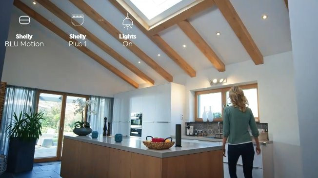 Shelly BLU Motion w systemie domowym Shelly BLU Motion - bezprzewodowy czujnik ruchu Bluetooth z pomiarem jasności i trzema poziomami czułości